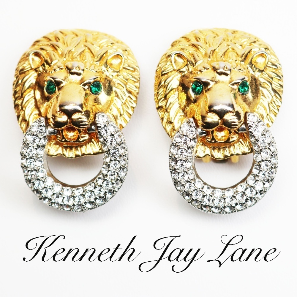 Kenneth Lane Lion's Head Doorknocker Earrings